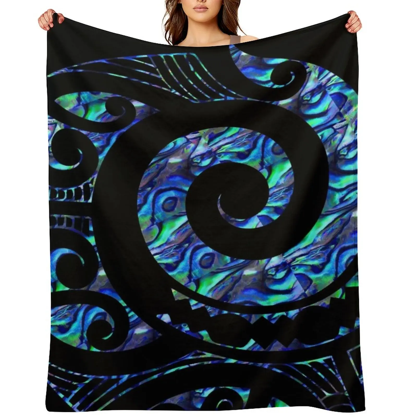 

New Zealand Maori Paua Tattoo Koru Design Throw Blanket Flannels halloween Sofas Decorative Throw Blankets