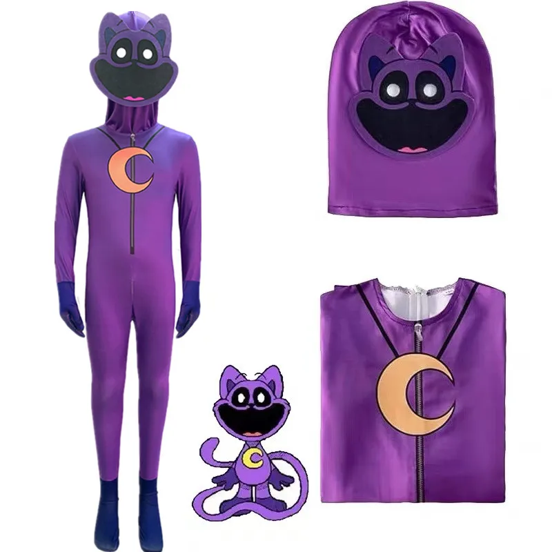 Smiling Critters CAT Nap Cosplay Costumes Smiling Catnap Accion Jumpsuit Halloween Carnival Party Dress Up Suit For Kids boys