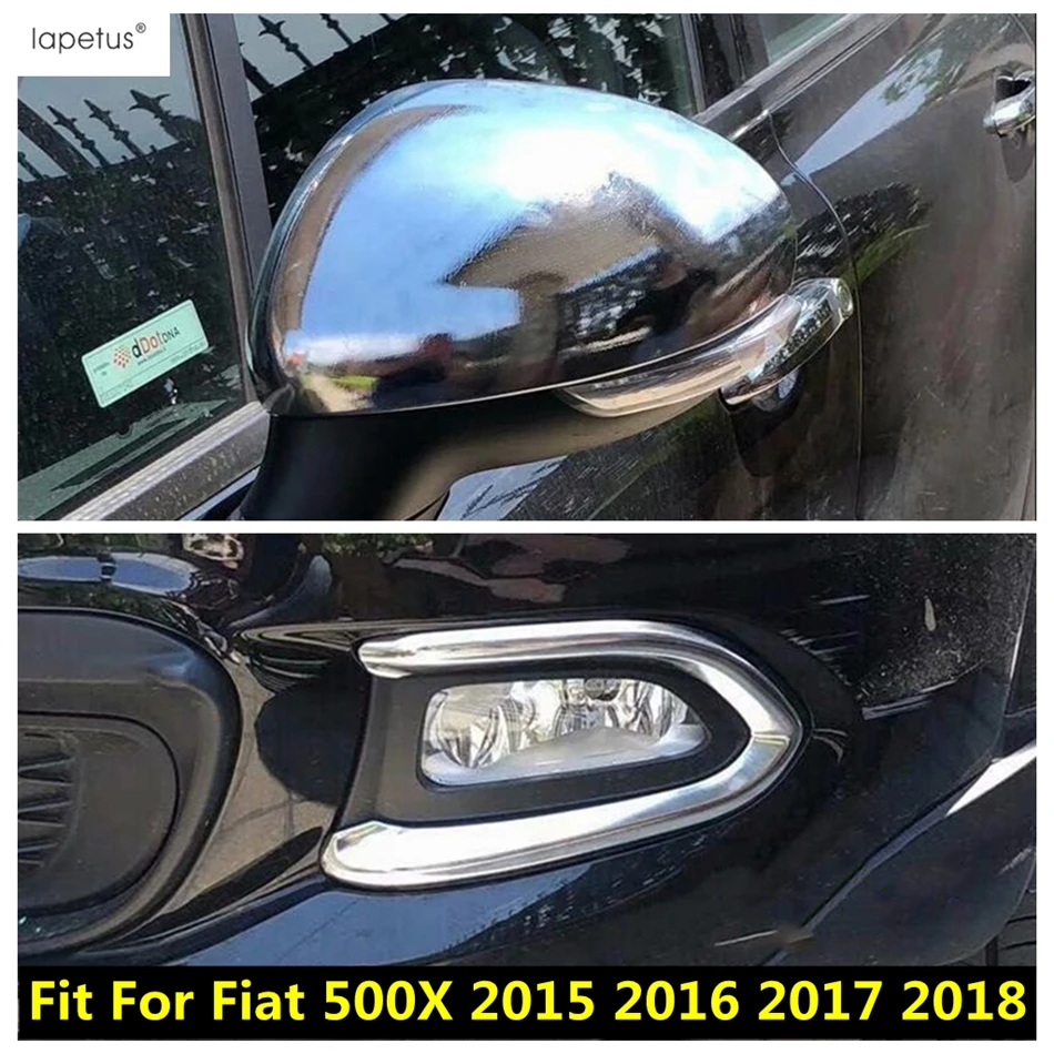 

Front Fog Light Lamp Eyebrow / Door Rearview Mirror Shell Cover Trim For Fiat 500X 2015 - 2018 ABS Chrome Accessories Exterior