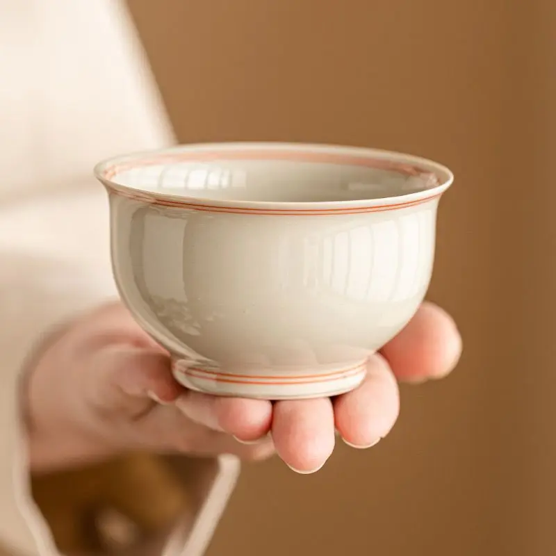

Hand Drawn Double Line Fragrant Cup, Kung Fu Tea Set, Ceramic Tea Cup