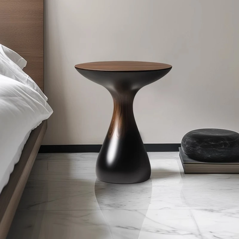 

Italian light luxury art creative solid wood edge table, small coffee next to the sofa in the living room, small round in the