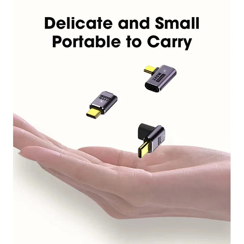 Conector de cargador USB 4,0 PD 240W 8K 60Hz para Macbook 40Gbps adaptador USB C OTG de alta velocidad en forma de U ángulo recto macho a hembra