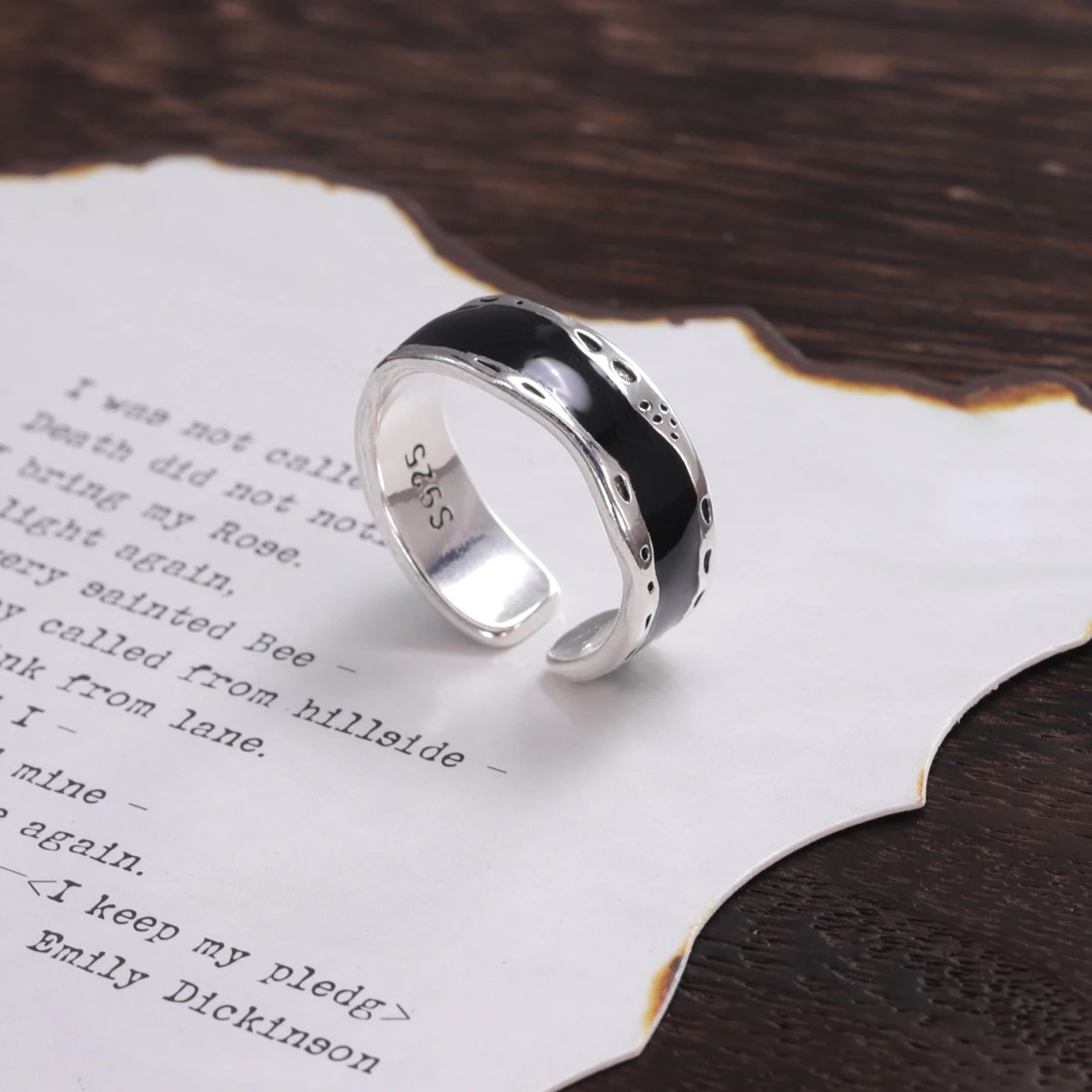 PANJBJ 925 Silve Wing Dragon Punk Ring für Frauen Mädchen Party Geschenk Retro Hiphop Mode Schmuck Dropshipping