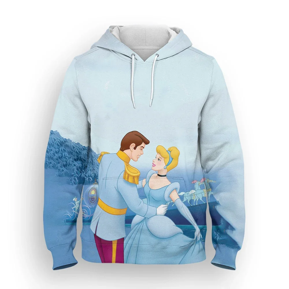 Disney Princess Hoodies Cinderella Cartoon Anime 3D Print Streetwear Men Women Fashion Sweatshirts Hoodie Kids Pullovers Clothes