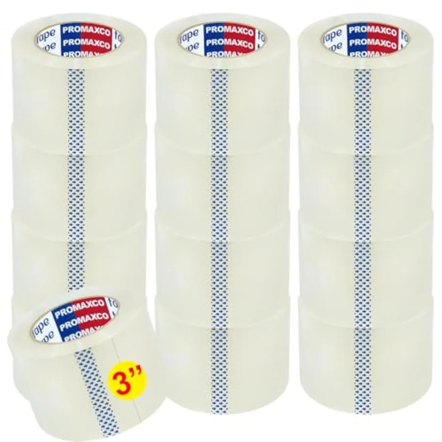 

3" Heavy Duty Packing Tape 24 Rolls Clear 3" Core Total 1440Y Clear 2.2 mil 3 inch x 60 Yards Refill for Packaging and Shipping