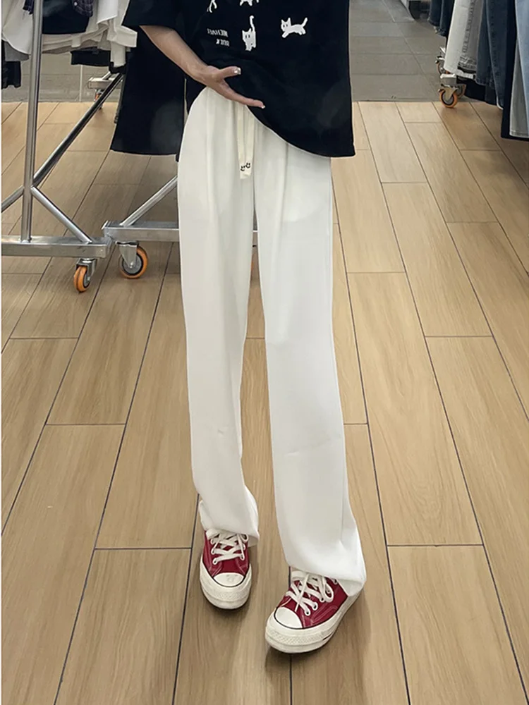 

Cleanfit White Ice Silk Men's Summer Thin Straight Leg Pants Dra Cool Feeling Air Conditioning Trousers Casual Straight Cut