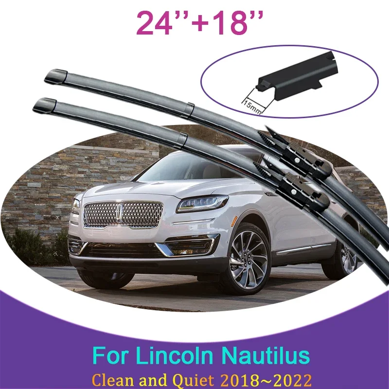 

For Lincoln Nautilus 2018~2022 2019 2021 Frameless Rubber Wipers Snow Scraping Front Windshield Brushes Car Accessories