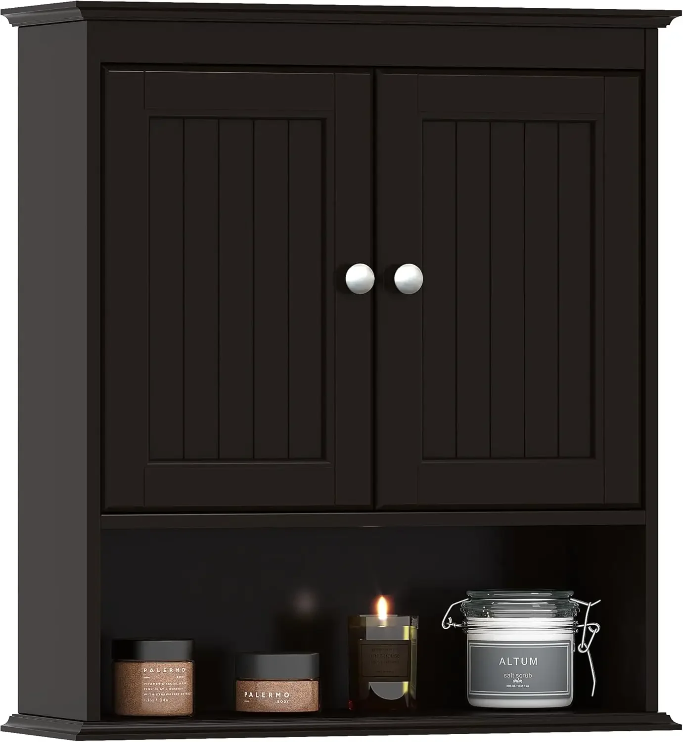 

Bathroom Cabinet Wall Mounted, Wood Hanging Cabinets with Doors and Shelves, Medicine Cabinet Over The Toilet, Espresso