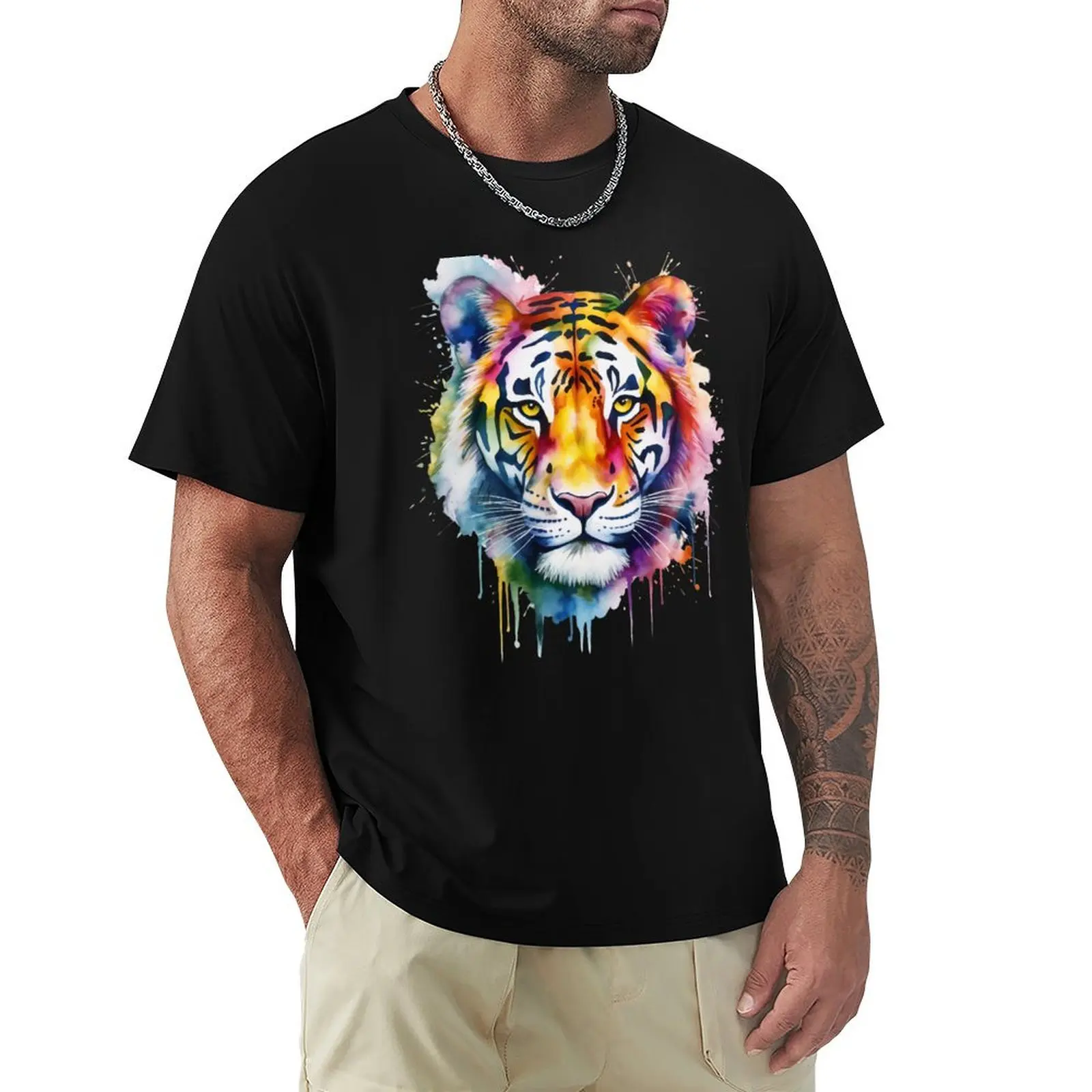 

Rainbow Watercolor Tiger T-Shirt custom t-shirts Clothing clothing for men