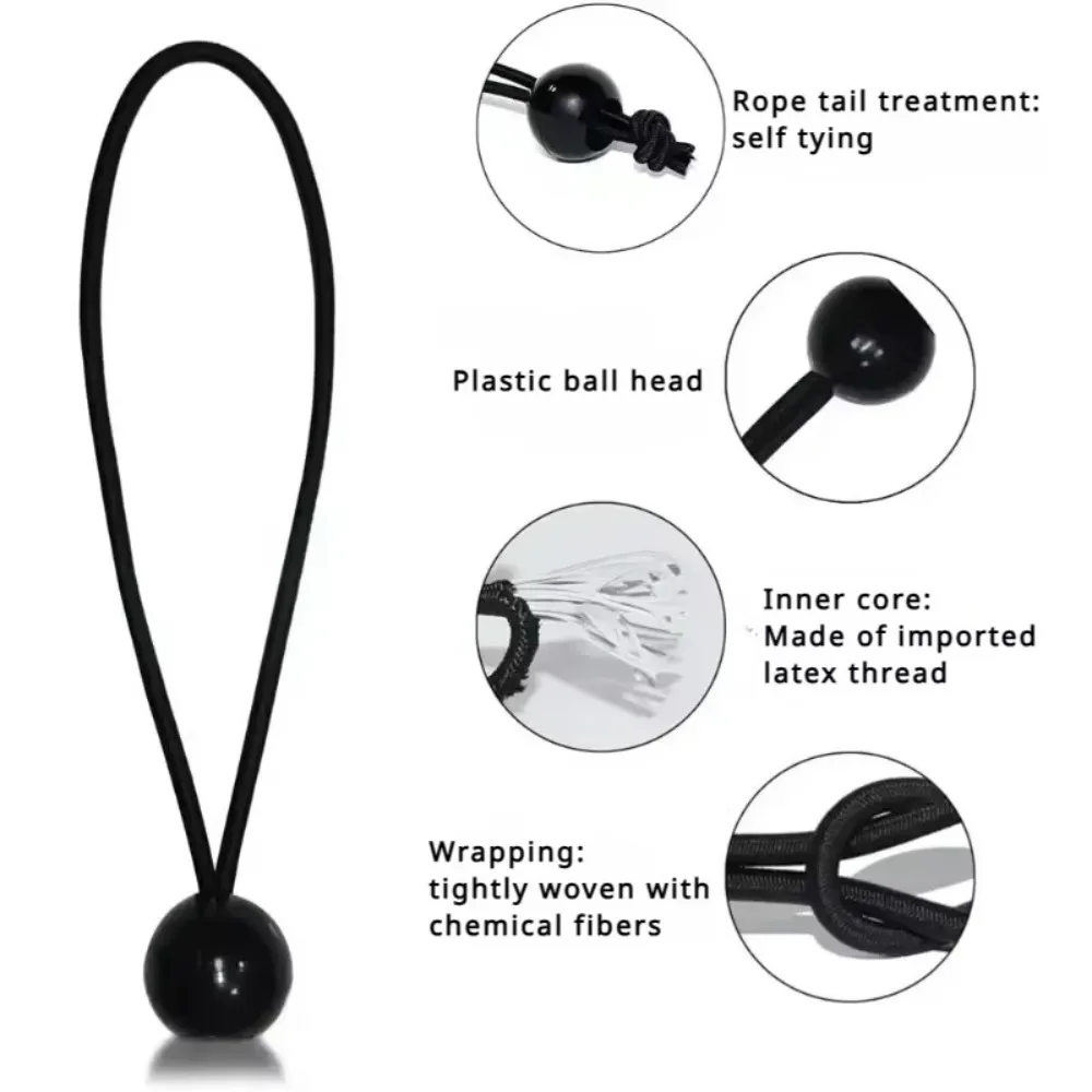 10 Pcs High Quality Black Bungee Ball Cord Rope Multipurpose 10-30CM Tarpaulin Fixing Tool Durable Canopy Bungee Cords