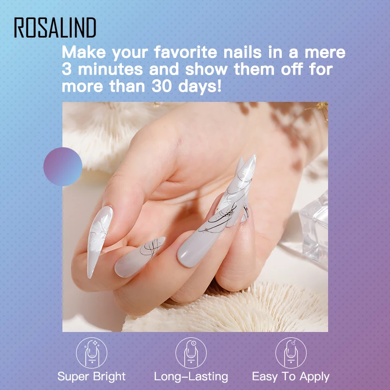 ROSALIND Mini Nail Beauty Gel Smalto per unghie Semi-Permanente Soak off Base UV/LED Curure con Top Coat per Nail Art Design