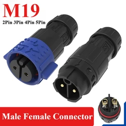 Waterproof M19 Self-locking Cable Connector Outdoor IP68 2 3 4 5 7 8 Pin Aviation Plug 20A Male Female Docking Power Connectors