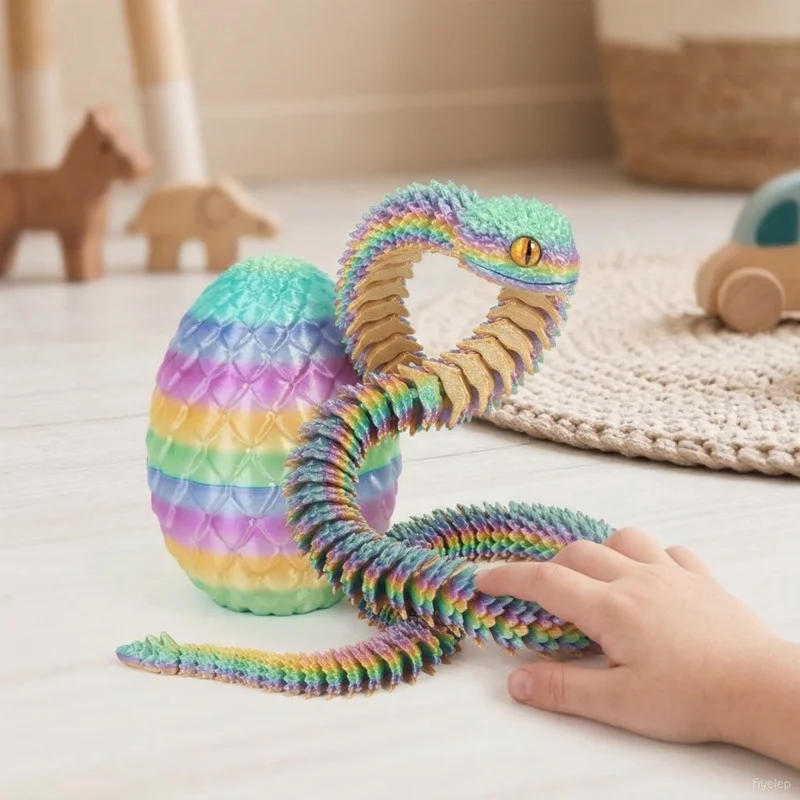 3D Printed Snake Egg With Flexible Inner Hinge Animal Toy, Movable Joint Surprise Egg Desktop Home Decoration Home Decor Gifts