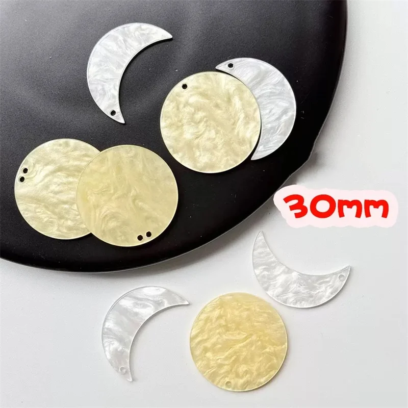 Free shipping 90pcs/lot color print geometry rounds moon shape acrylic beads diy jewelry garment pendant accessory