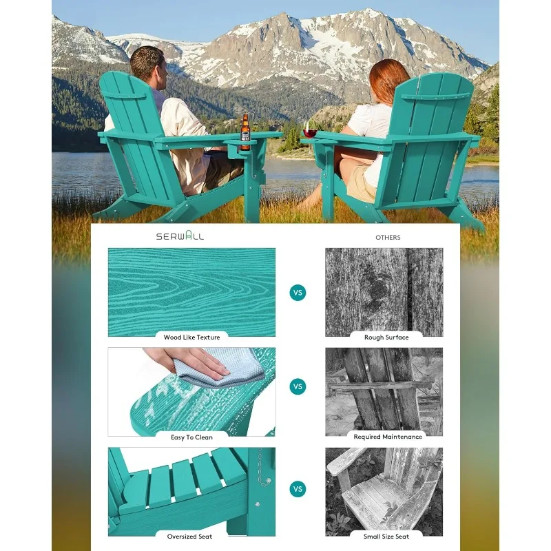 Adirondack-Stuhl mit Getränkehaltern – Adirondack-Stuhl aus Verbundwerkstoff, HDPE-Außenstühle für alle Wetterbedingungen – Aruba