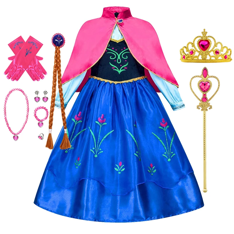 Frozen Anna Prinses Meisje Jurk Halloween Cosplay 2026 Party Kostuum Sneeuwkoningin Prinses Kleding Kinderen Outfit 2-10 Y