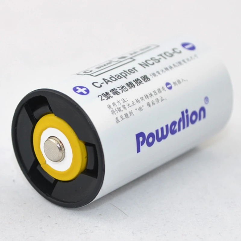 محولات بطارية Powerlion C الحجم، حافظة محول فاصل البطارية بحجم AA إلى C تستخدم مع خلايا بطارية AA - 4 عبوات