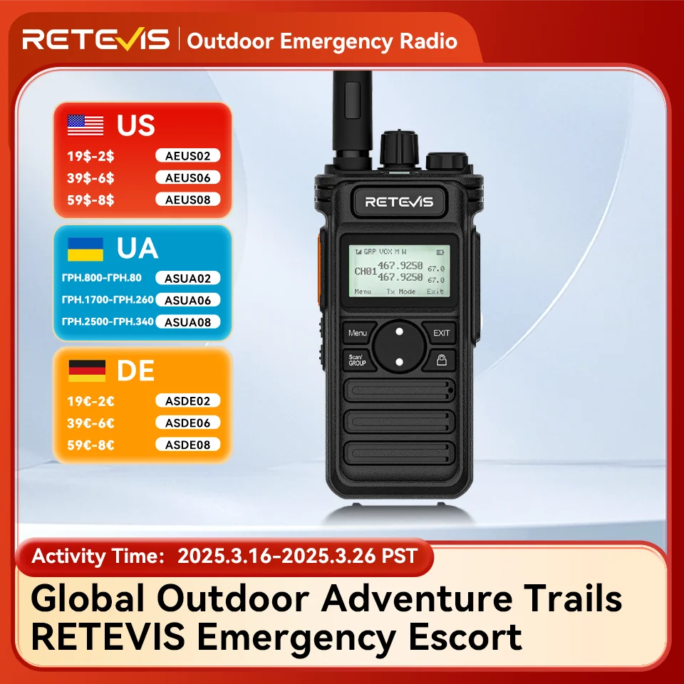 Retevis RT86S Walkie Talkie High Power Walkie Talkie Long Range UHF GRMS Two Way Radio Upgraded RT86 Radio station for camping