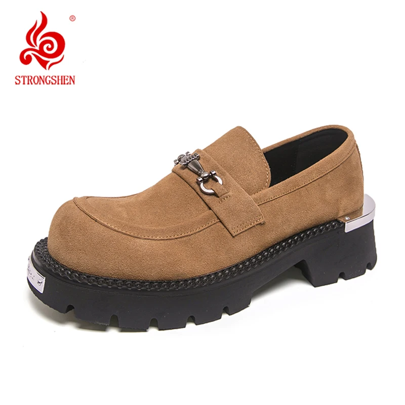 عالية الجودة الرجال الجلد المدبوغ منصة أحذية من الجلد Nubuck جلد الأعمال الرسمية المتسكعون الفم الضحلة العلامة التجارية الخف أحذية الزفاف #1