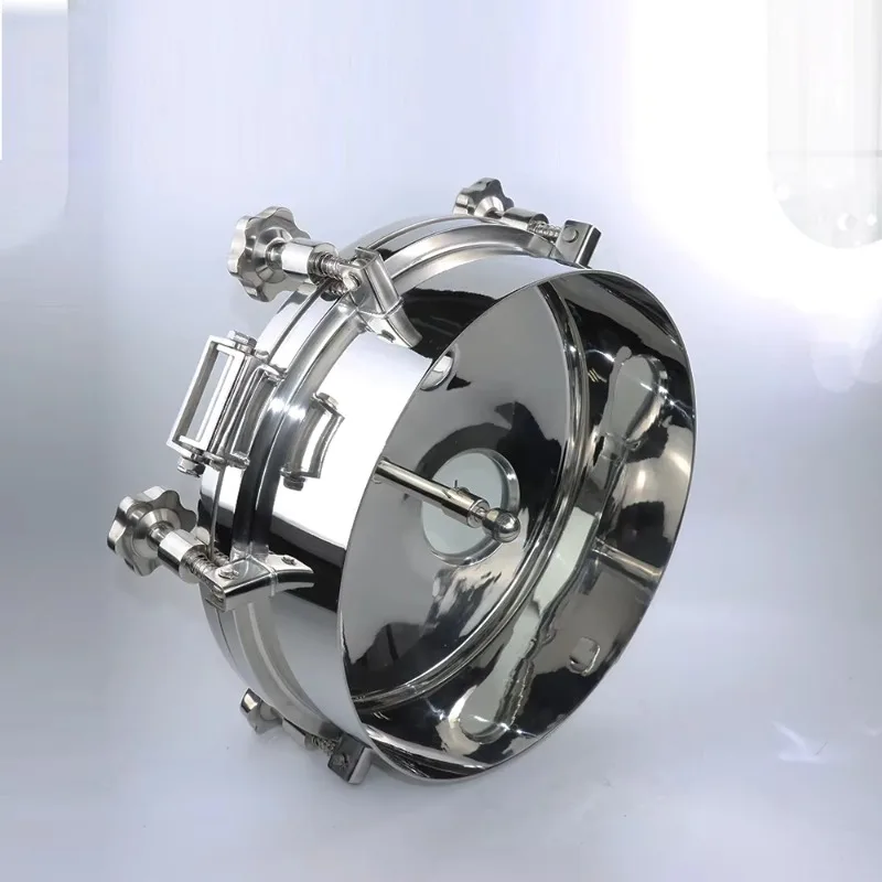 DN500 ضغط من الفولاذ المقاوم للصدأ الصحي على شكل فتحة دائرية مع زجاج 304 316L