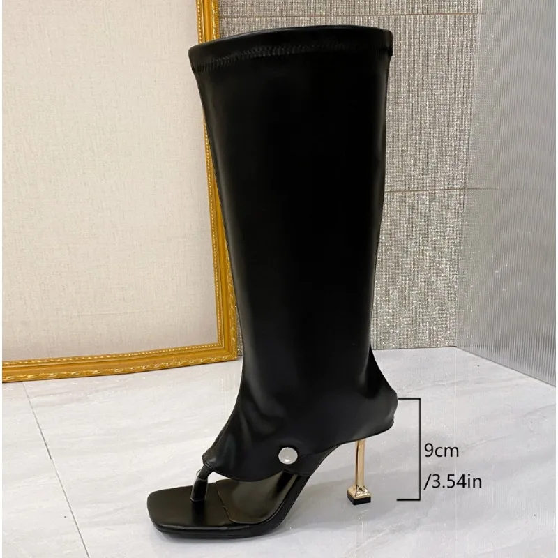 Summer New Womens Shoes Fashion Open Toe Summer Boots for Woman Exquisite High Heeled Flip Flops Designer Shoes Zapatos De Mujer - view 6