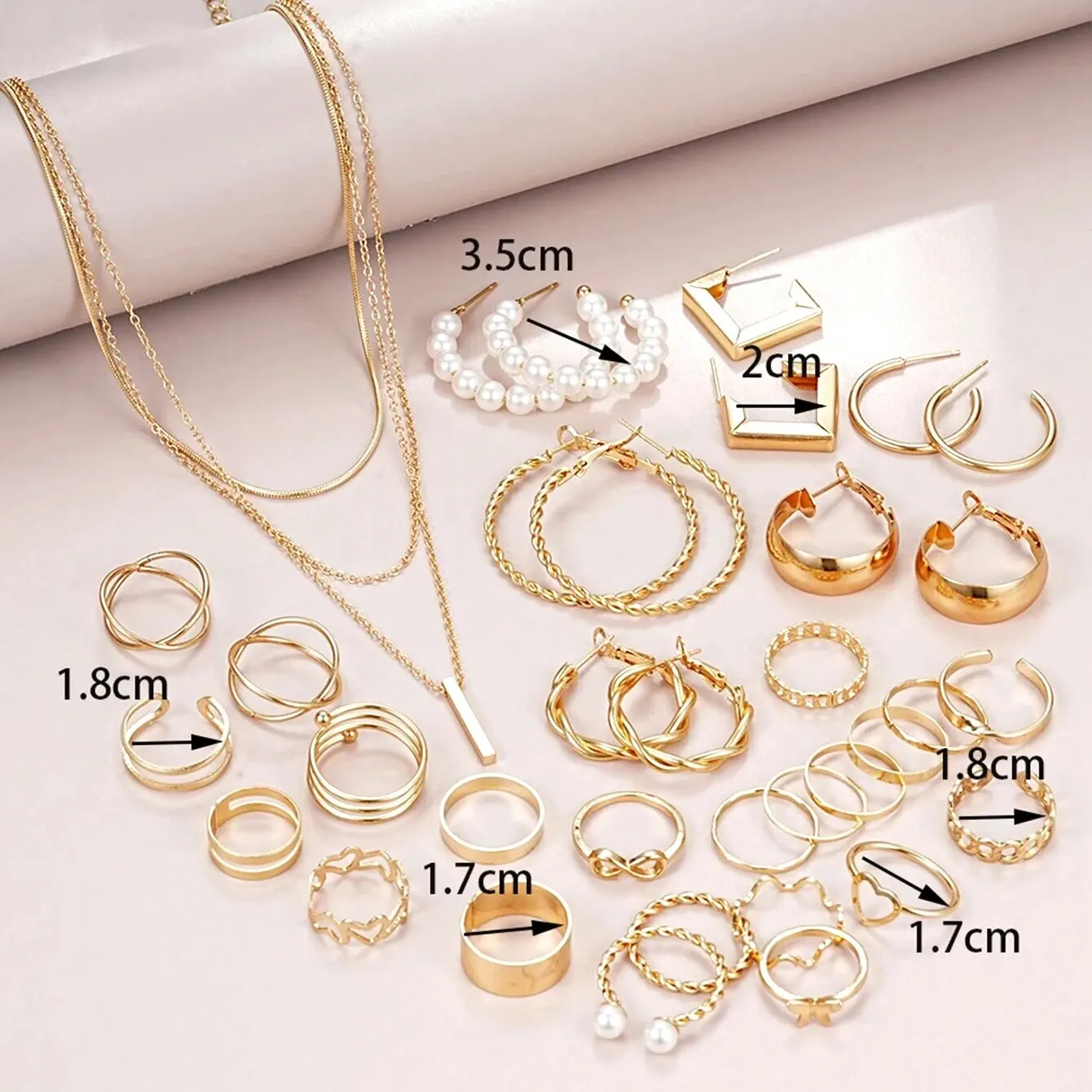 29 Piece Alloy Metal Style Women Earring Necklace Ring Earring Jewelry Set Women Daily Party Versatile Fashion Accessories