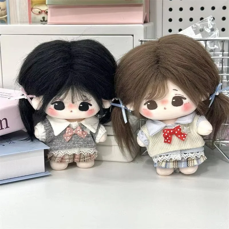 

10cm Cotton Doll Clothes Original No Attribute Preppy Style Cute Replacement Outfit Set With Sweater Shirt Skirt Shorts Glasses
