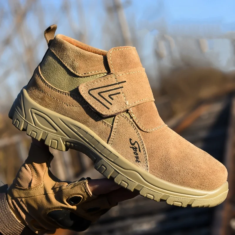mens casual steel toe covers safety boots tooling security work shoes cow suede leather welding ankle botas worker safe footwear