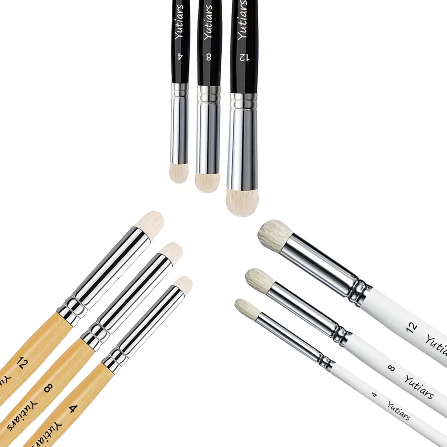 

3 Wool Paint Brushes, Professional Detail Miniature Painting Dry Brushes with Solid Wood Handle，Suitable for Miniat