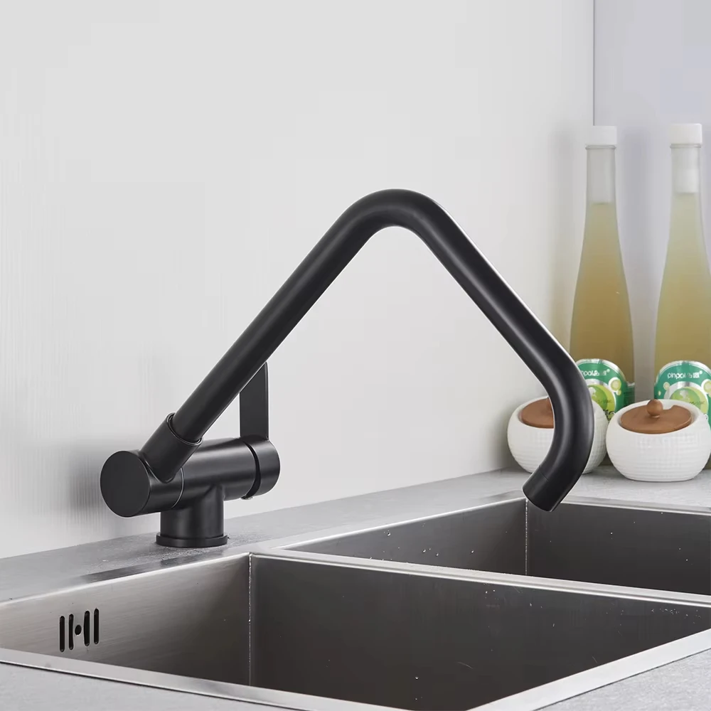 Window front kitchen faucet 360° foldable mixer tap 2 spray modes Foldable single handle sink accessories