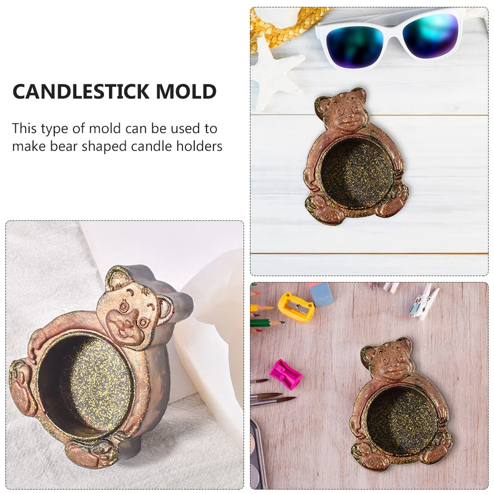 

1Pcs Bear Shape Holder Mold Silicone DIY Candlestick Mold Easy Use Durable Craft Tool DIY Silicone Mould