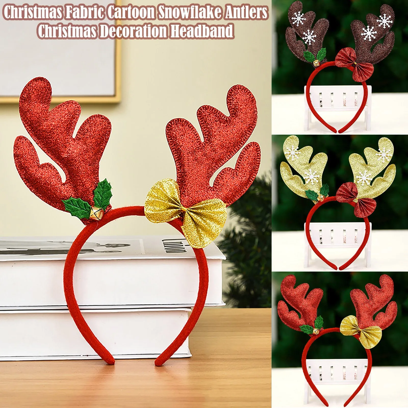 

Adult Kid Christmas Cosplay Snowflake Antlers Headband Christmas Cartoon Fabric Decoration Christmas Headclip Accessories