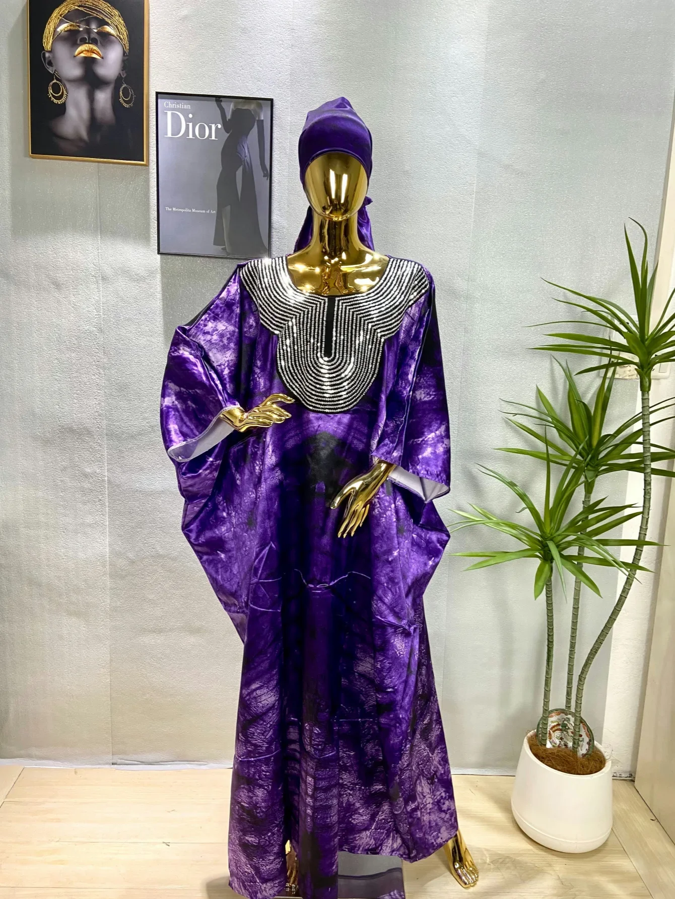 

Customized Purple Orange African Dresses for Women Summer African Women Half Sleeve V-neck Polyester Long Dress African Print Dr