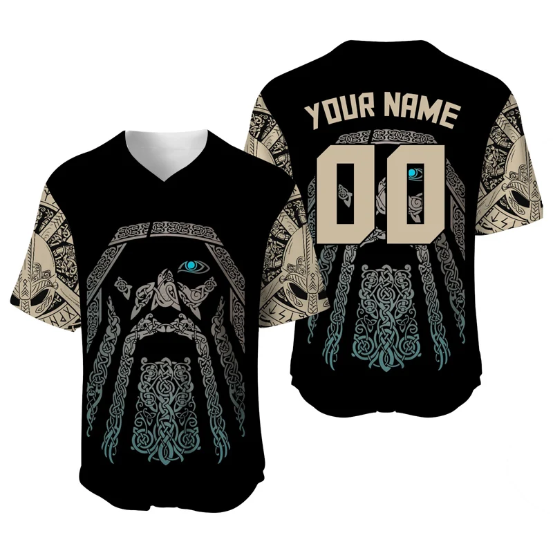 

Custom Name Viking Baseball Jersey Men Black Sportswear T Shirts Uniform Hip Hop Streetwear Blouse Personalized Stitched Sport