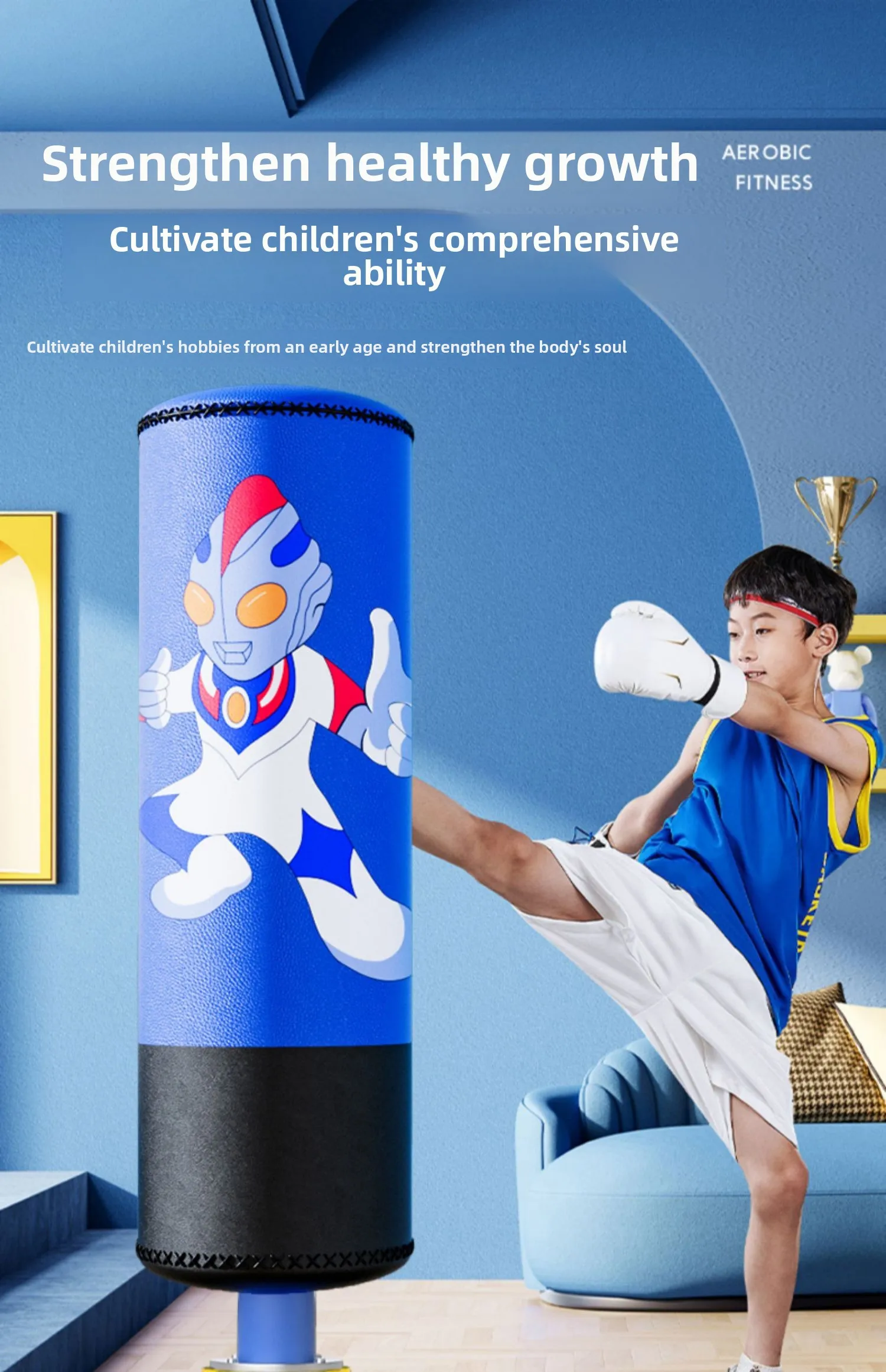 Tas Pasir Tinju Anak-anak Tumbler Karung Pasir Vertikal Rumah Tangga Target Tinju Sanda Anak-anak