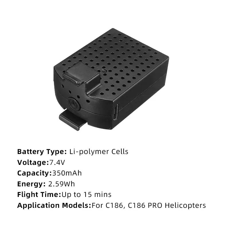 Imagem -04 - Bateria de Drone de Substituição de Bo105 C186 7.4v 350mah Células de Polímero de Lítio para Peças de Acessórios de Helicópteros C186 Pro