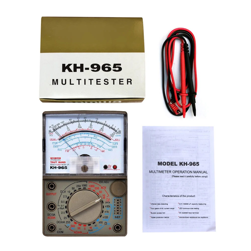 MF47 Multimeter DC/AC Voltage DC Current 10A Tester Resistance Capacitance Meter Analog Display Pointer Meter 2500V