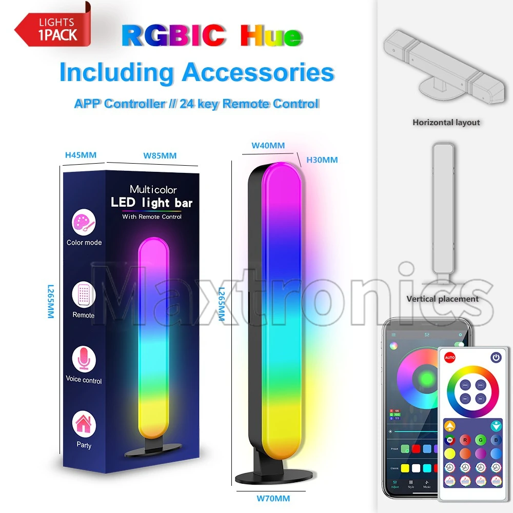 LED الموسيقى لاقط ضوء RGB الملونة الذكية بلوتوث مع جهاز التحكم عن بعد لسطح المكتب مصباح لتهيئة الجو ألعاب الكمبيوتر Esports غرفة ديكور