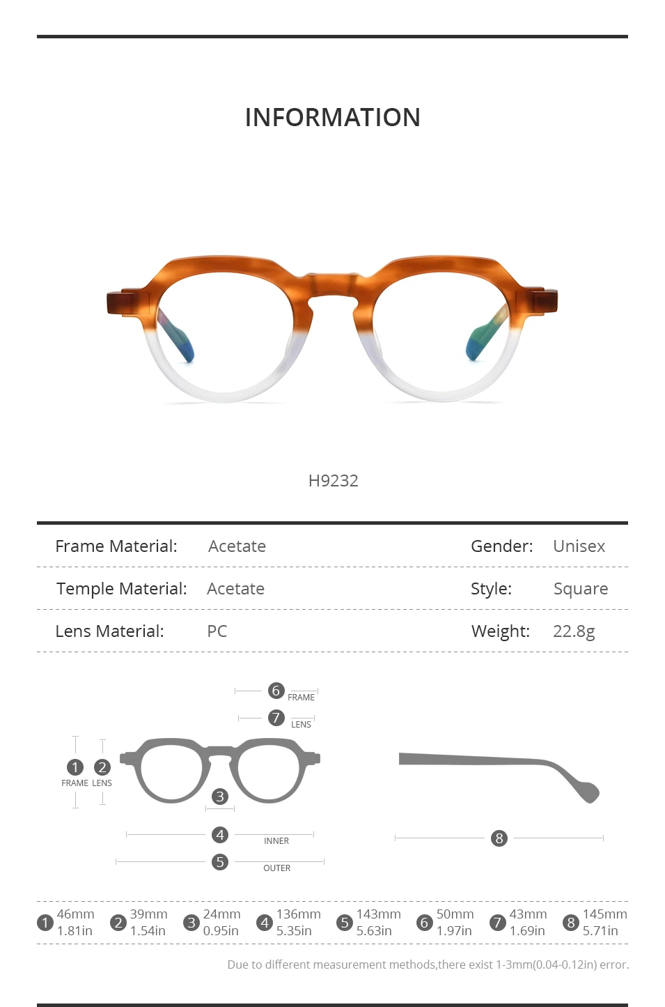 HEPIDEM Acetat Brille Frauen Marke Designer Runde Nerd Brillen Rahmen Neue Männer Dicke Japanische Handgemachte Große Größe Brillen 9229 – Detail 12
