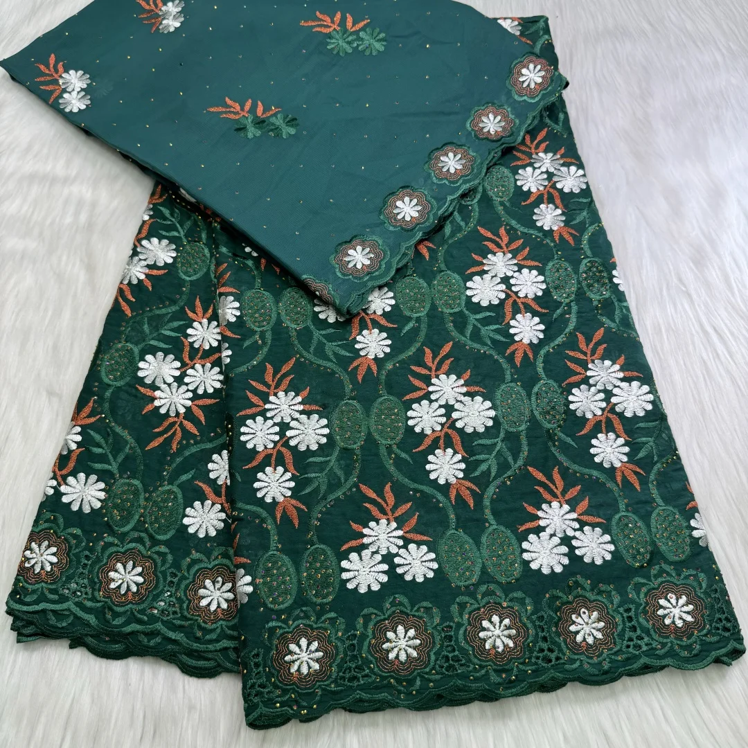 

2024 Latest Swiss Voile Lace African Lace Fabric 5+2 Yards Swiss Lace Nigerian Embroidery Lace Fabric For Wedding B27-11
