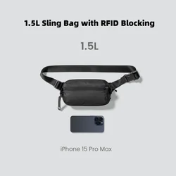 1.5L Sling Bag with RFID Blocking, Crossbody Bag Minimalist Chest Shoulder Pack for Men and Women, Lightweight Carry Casual Bag