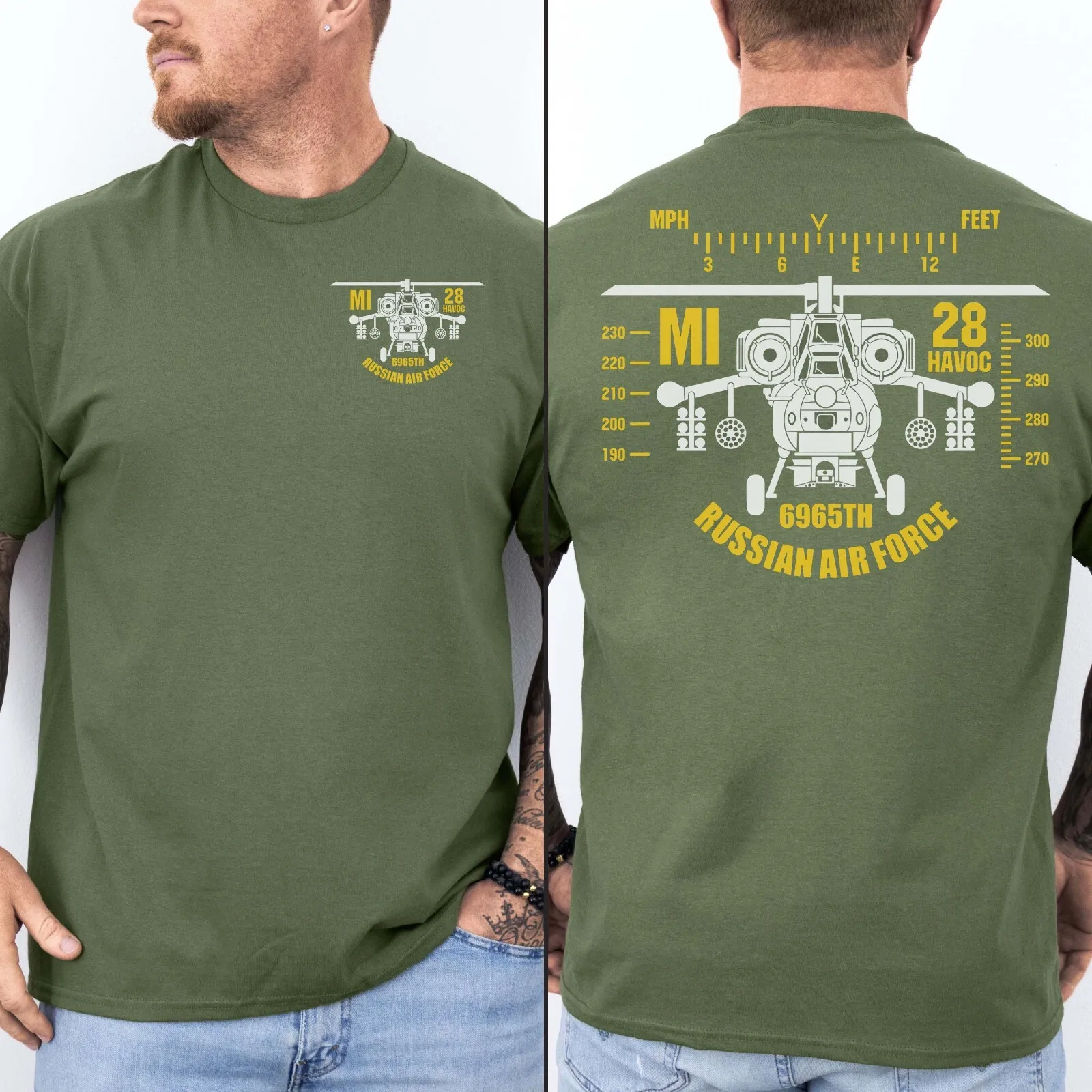 MI-28 Havoc Russian Air Force Attack Scout Helicopter Military T-Shirt Short Sleeve Casual 100% Cotton Shirt