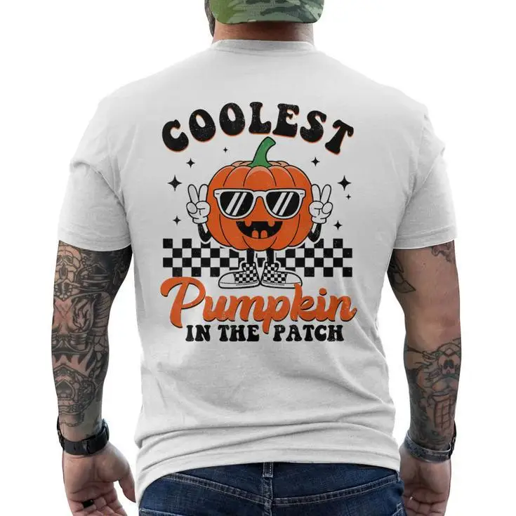 Toddler Boy Halloween Kid Coolest Pumpkin In The Patch Men's T-shirt Back Print