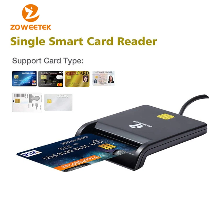 Zoweetek USB ID Smart Card Reader Electronic DNI Reader for ISO 7816 EMV IC DNIE Chip DNI Smart Card ZW-12026-1