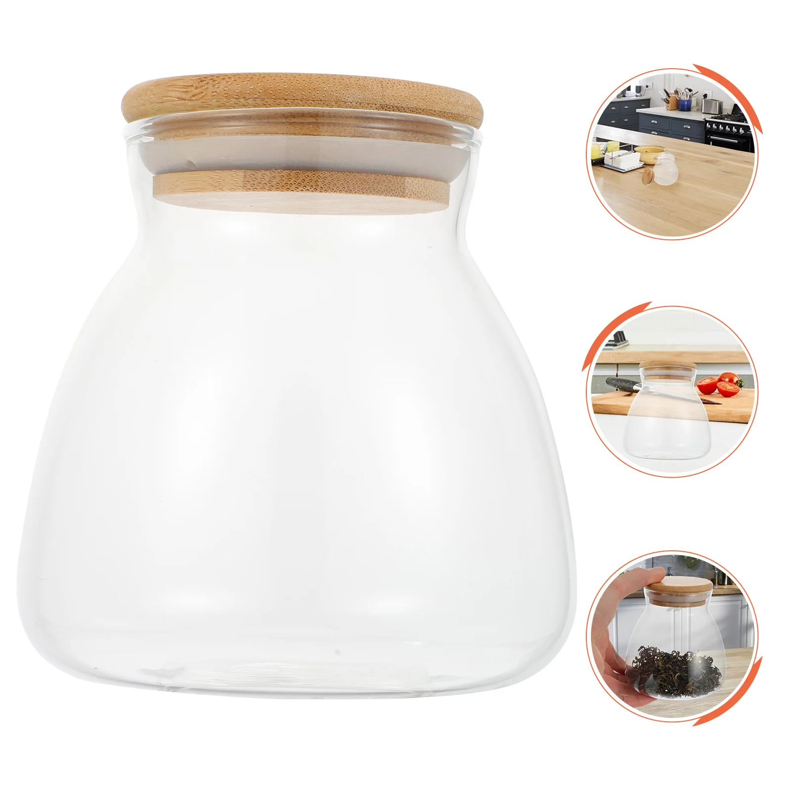 

Coffee Bean Jar Seal Tank Transparent Containers Cereal Grain Boxes Wood Holder Glass Food Storage Box Dry Practical Household
