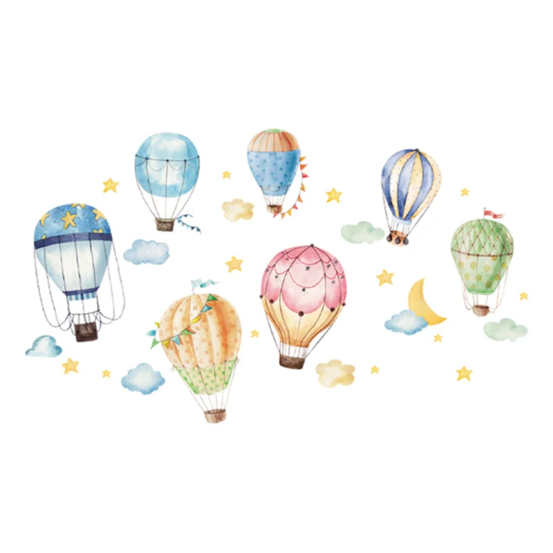 Colorful Hot-air Balloon Wall Sticker Shop Window Glass Layout Electrostatic Decor Sticker Moisture-proof Anti Fouling Removable