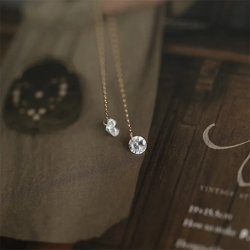 925 Sterling Silver 14k Gold Plated Ear Wires Long Temperament Versatile Tassel Zircon Earrings for Women Wedding Jewelry - view 3