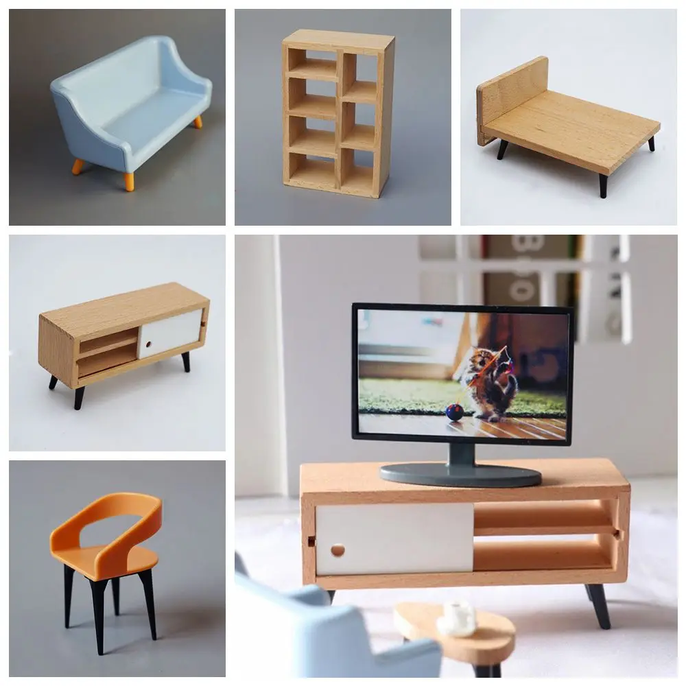 Micro Landscape Dolls Accessories Mini Furnishing TV Cabinet Dollhouse Miniature Furniture Sofa Bed Wardrobe