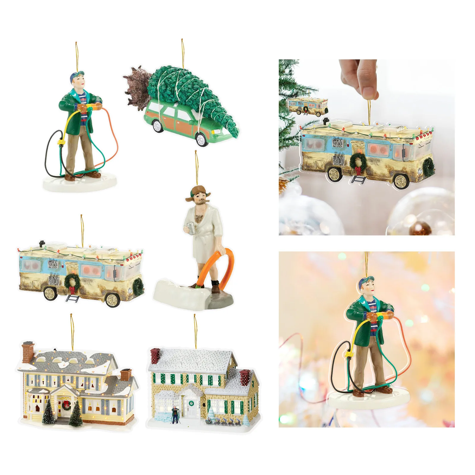 Christmas Luminous Resin House Santa Claus Car House Rural Holiday Garage Decoration Desktop Decoration Statue Christmas Gift