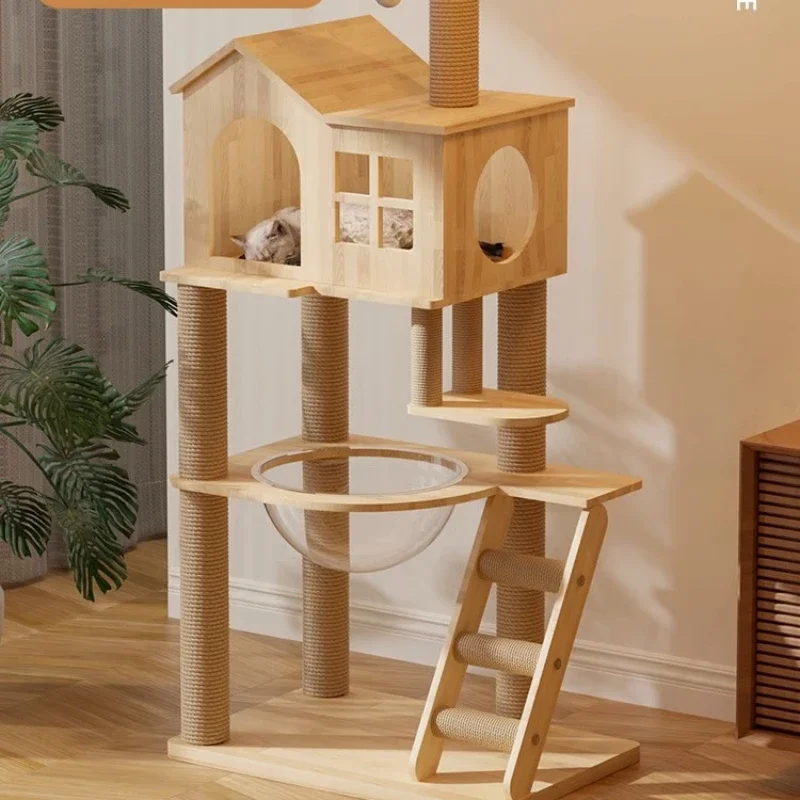 

Full Solid Wood Cat Climbing FrameIntegrated Tree Scratching Column Medium To Large Activity Center Robust Play Environment